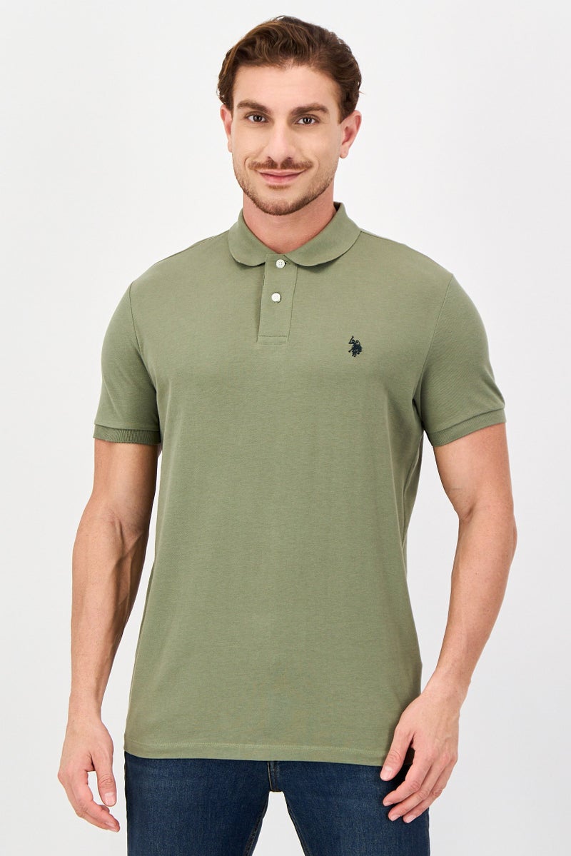 U.S. Polo Assn. Men Regular Fit Embroidered Logo Short Sleeve Polo Shirt, Olive - Image 1